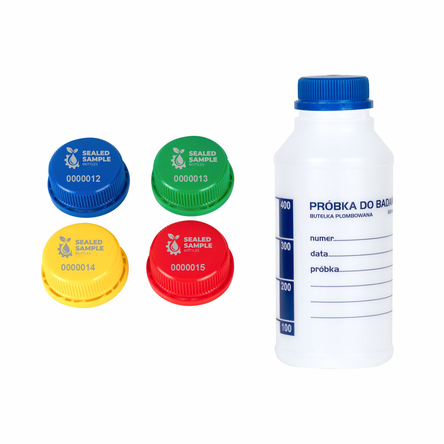 butelka plombująca CUP 500 ml niebieska nakrętka